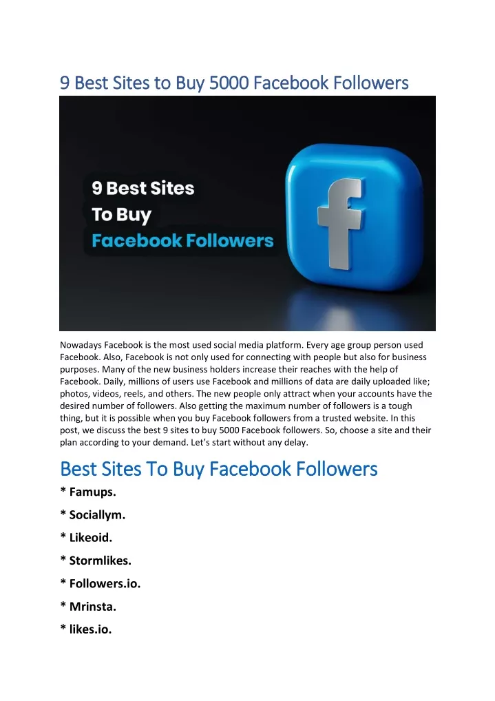 9 best sites to buy 5000 facebook followers