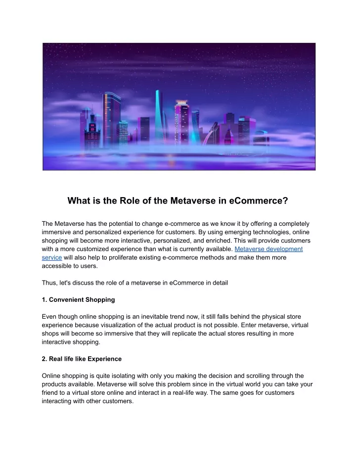 what is the role of the metaverse in ecommerce