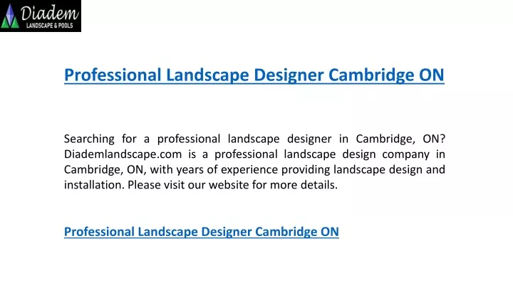 professional landscape designer cambridge on