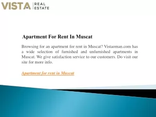 Apartment For Rent In Muscat  Vistaoman.com