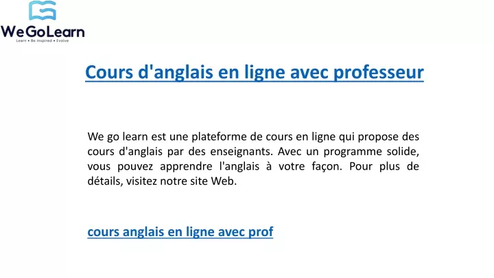 cours d anglais en ligne avec professeur