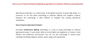 how to use iot based architectural lighting