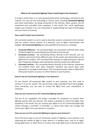 what is iot connected lighting how it could
