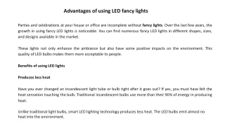advantages of using led fancy lights