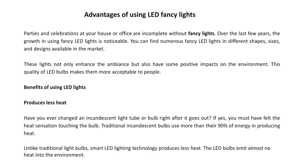 PPT - Advantages of using LED fancy lights PowerPoint Presentation ...
