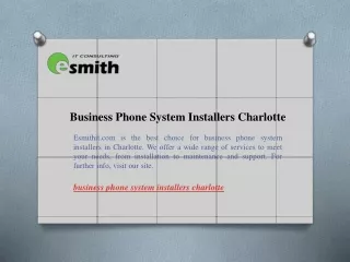 Business Phone System Installers Charlotte  Esmithit.com