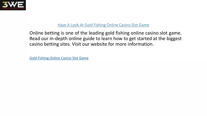 have a look at gold fishing online casino slot game