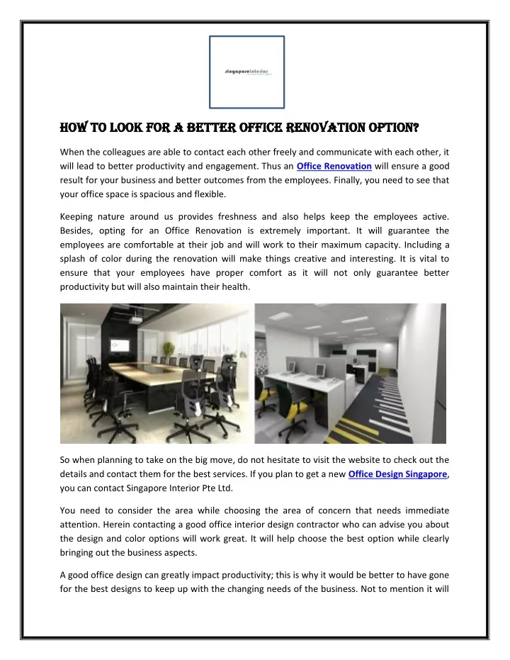 how to look for a better office renovation option