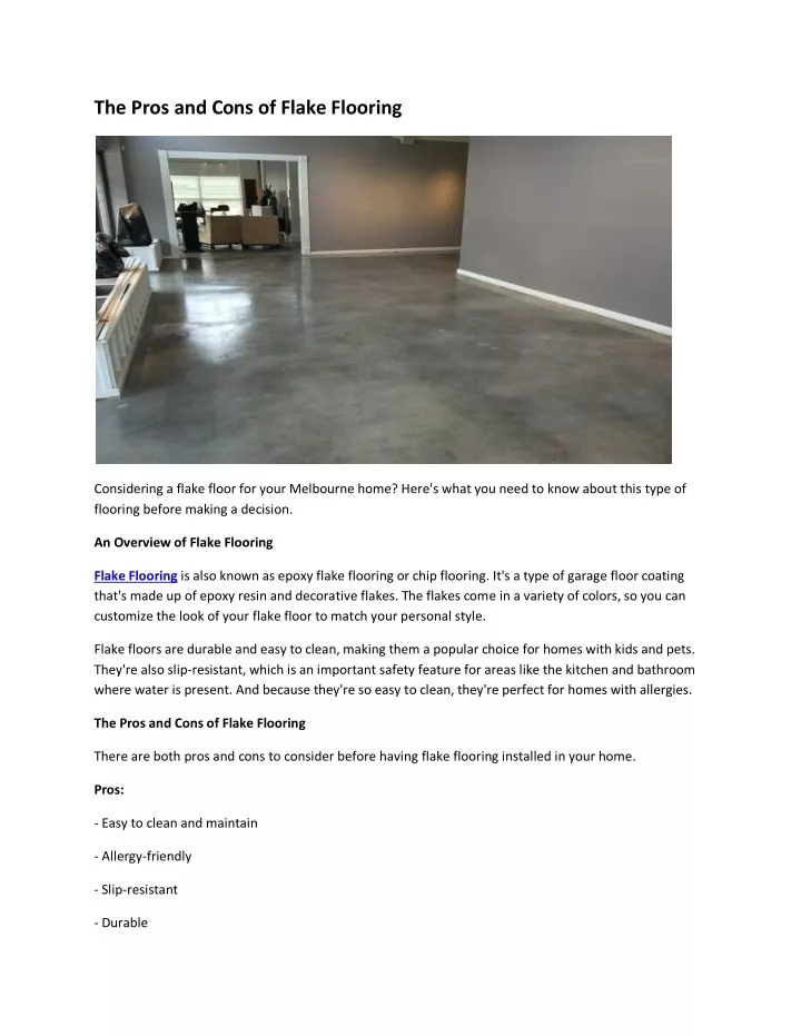 the pros and cons of flake flooring