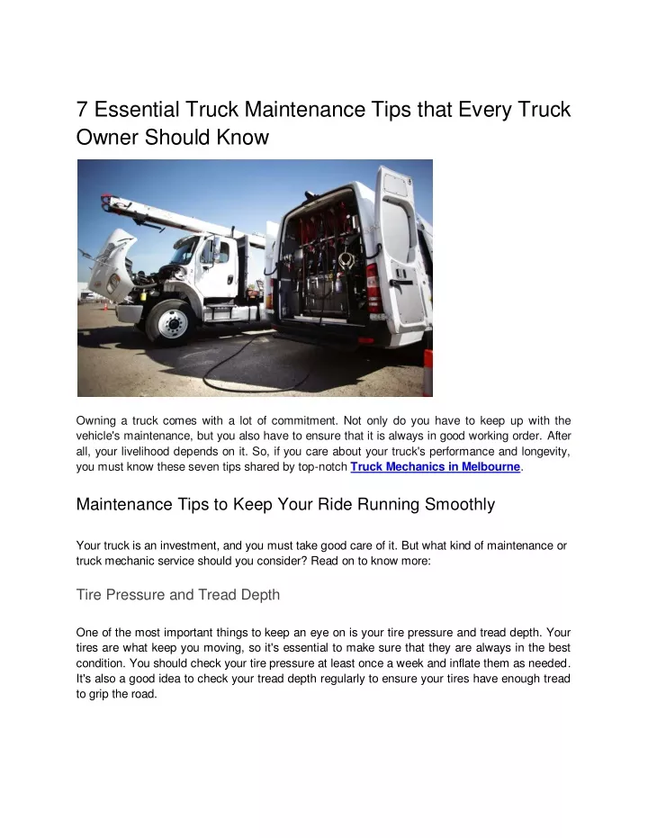 7 essential truck maintenance tips that every