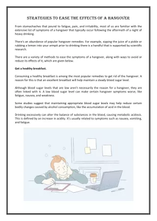 strategies to ease the effects of a hangover