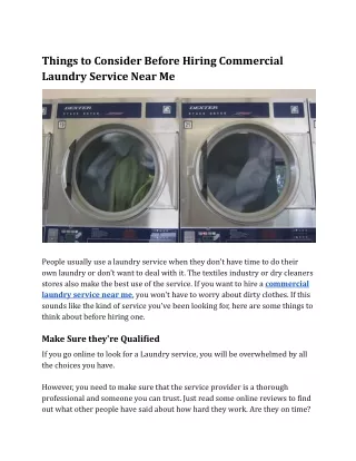 Things to Consider Before Hiring Commercial Laundry Service Near Me (MS2707)