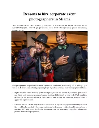 Corporate Event Photographers in Miami