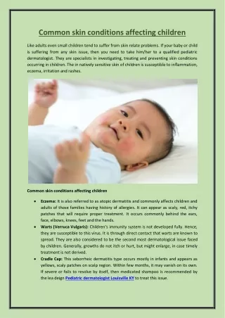 Common skin conditions affecting children