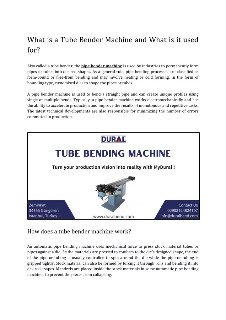 what is a tube bender machine and what is it used