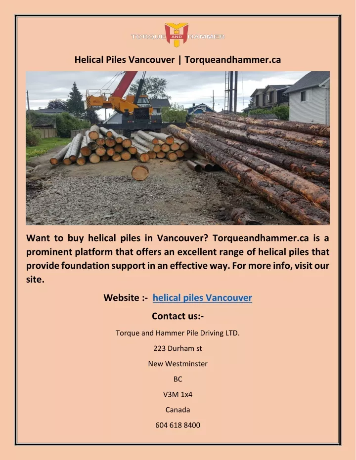 helical piles vancouver torqueandhammer ca