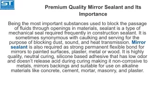 Premium Quality Mirror Sealant and Its Importance (2)