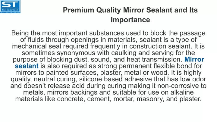 premium quality mirror sealant and its importance