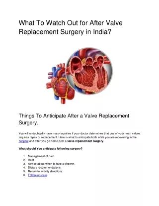 What To Watch Out For After Valve Replacement Surgery In India