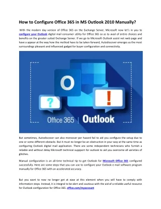 how to configure office 365 in ms outlook 2010