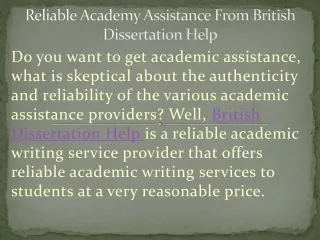 reliable academy assistance from british dissertation help