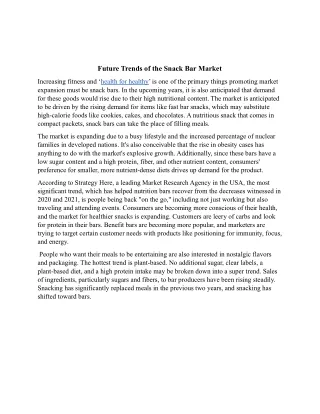 future trends of the snack bar market