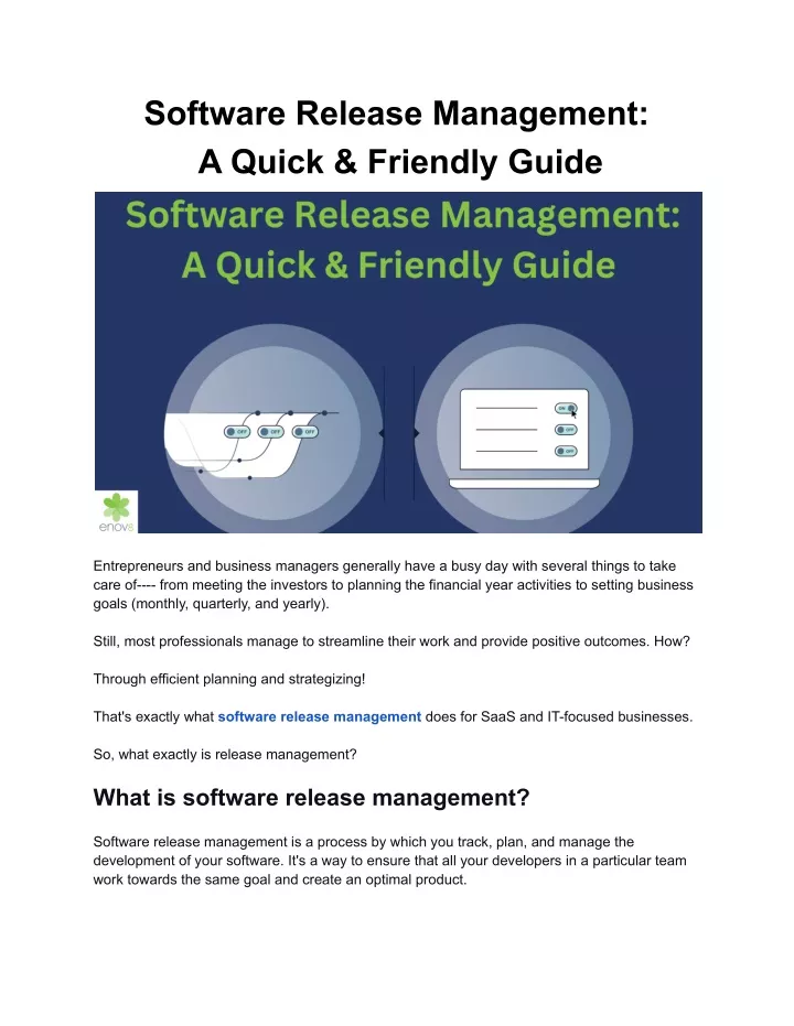 software release management a quick friendly guide