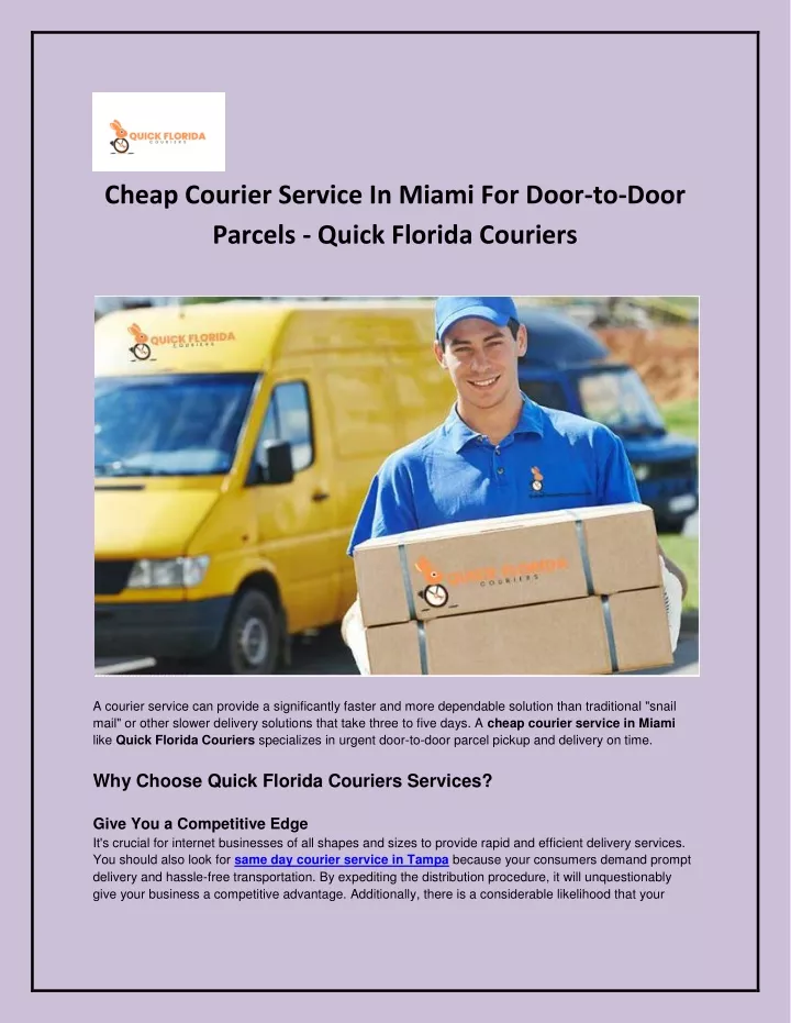 cheap courier service in miami for door to door