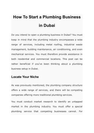 How To Start a Plumbing Business in Dubai