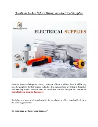 questions to ask before hiring an electrical
