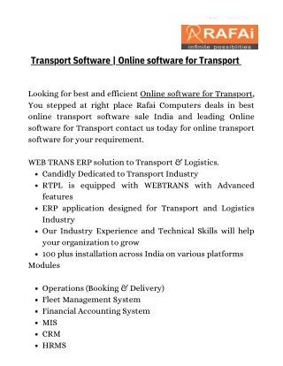 Transport Software  Online software for Transport