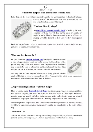 what is the purpose of an emerald cut eternity