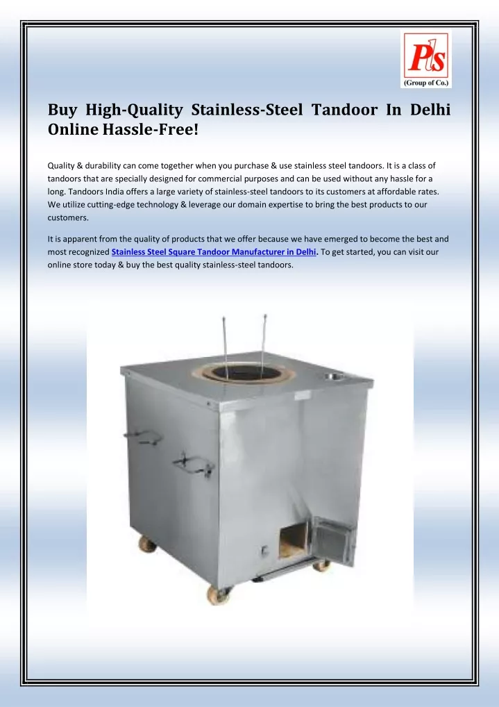 buy high quality stainless steel tandoor in delhi