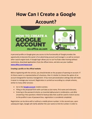 how can i create a google account