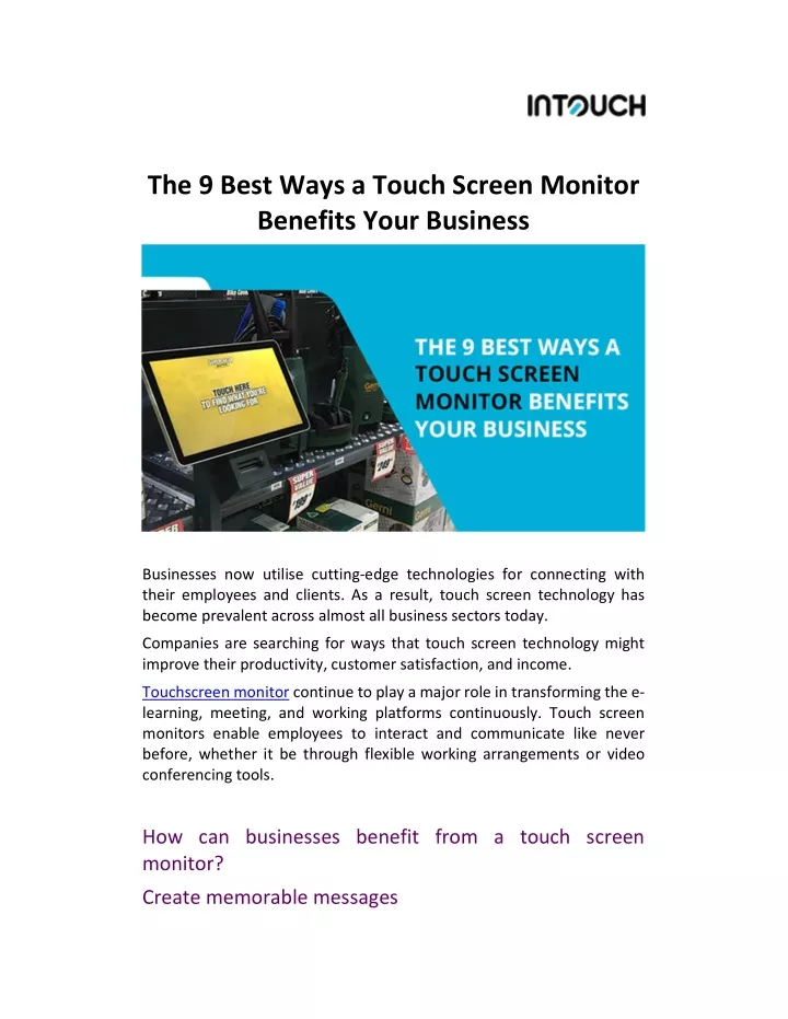 the 9 best ways a touch screen monitor benefits