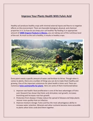 Improve Your Plants Health With Fulvic Acid - Fitochem
