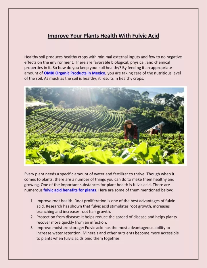 improve your plants health with fulvic acid