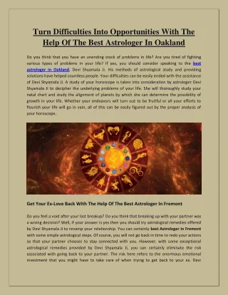 Turn Challenges Into Opportunities With The Help Of The Best Astrologer In Oakland
