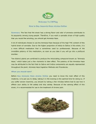 How to Buy Amnesia Haze strains Online