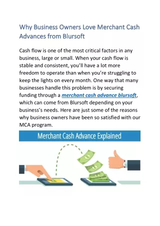 Why Business Owners Love Merchant Cash Advances from Blursoft
