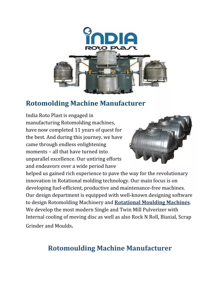 rotomolding machine manufacturer