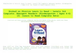 Read Hooked on Phonics Learn to Read - Levels 3&4 Complete Emergent Readers (Kindergarten  Ages 4-6) (2) (Learn to Read