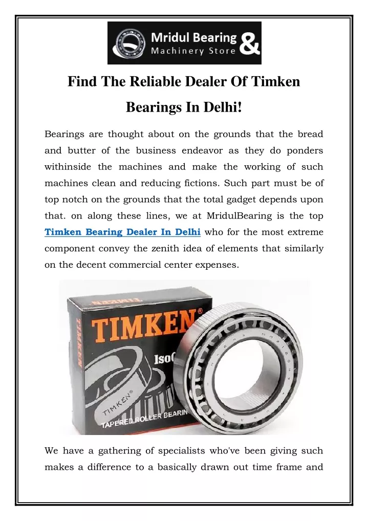 find the reliable dealer of timken