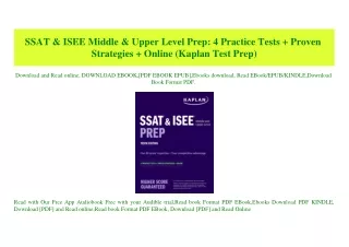 PDF) SSAT & ISEE Middle & Upper Level Prep 4 Practice Tests   Proven Strategies   Online (Kaplan Test Prep) PDF Full