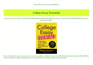 Read College Essay Essentials PDF Full