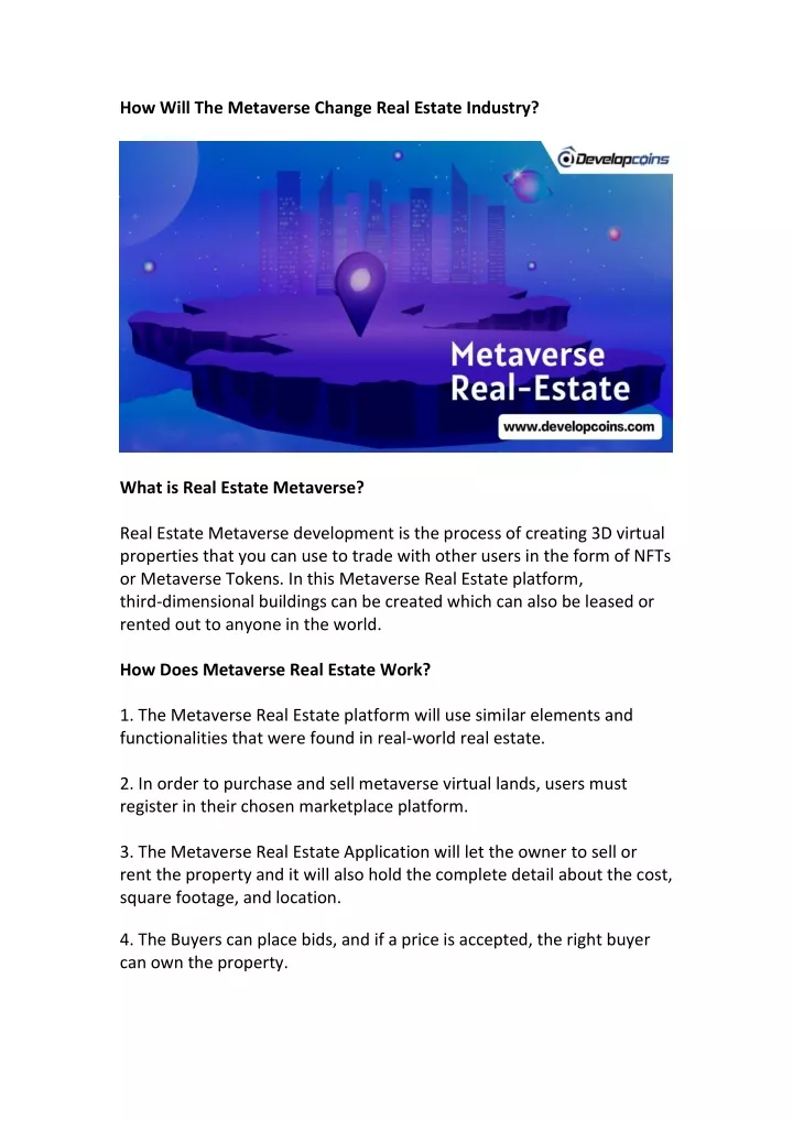 how will the metaverse change real estate industry