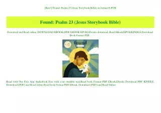 [Best!] Found Psalm 23 (Jesus Storybook Bible) in format E-PUB