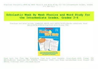 Download Scholastic Week By Week Phonics and Word Study for the Intermediate Grades  Grades 3-6 PDF Full