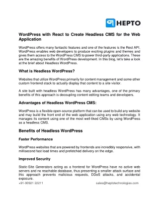 wordpress with react to create headless