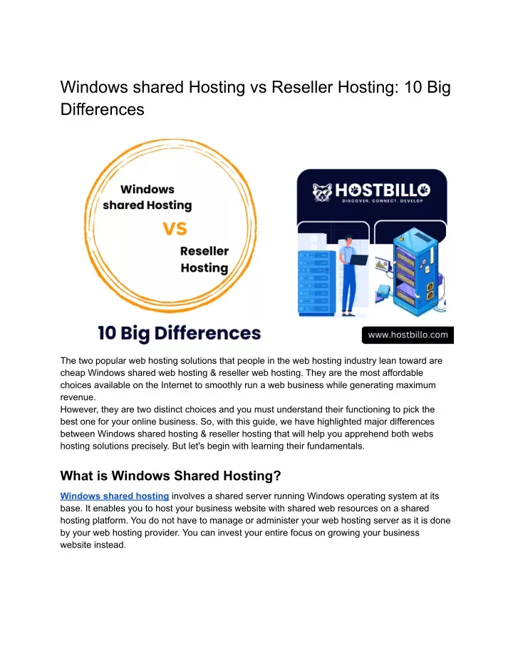 windows shared hosting vs reseller hosting